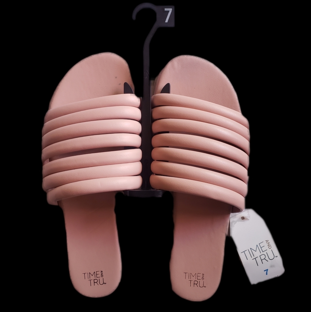 Blush Time and Tru Tubular Band Slides- Sz 7 NWT!